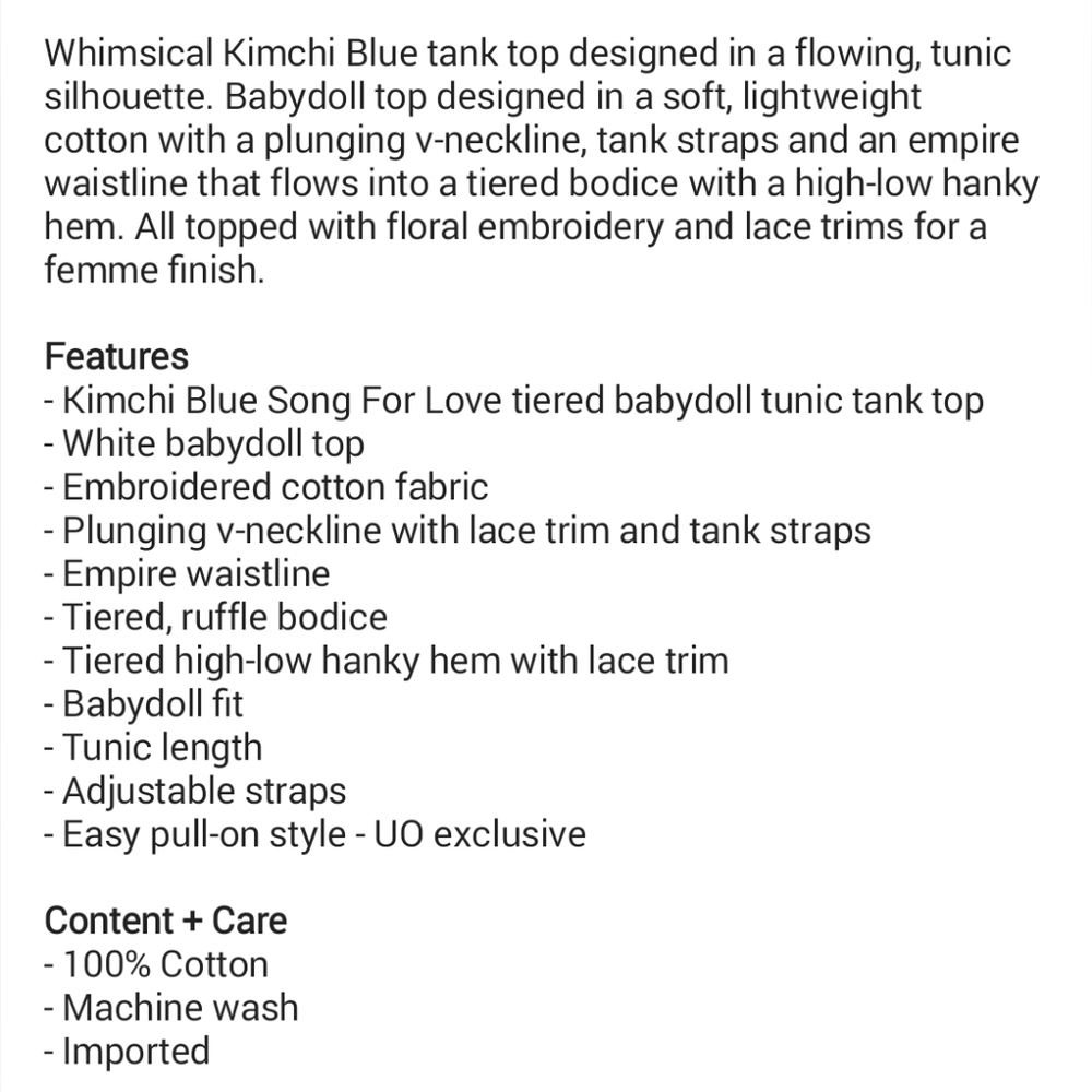 Kimchi Blue Song For Love Tiered Babydoll Floral Tunic Tank - Picture 8 of 8